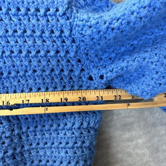 Handmade Crochet Cardigan Jacket Granny Sweater Boho Cottage Unique Blue Artsy - Picture 7 of 11